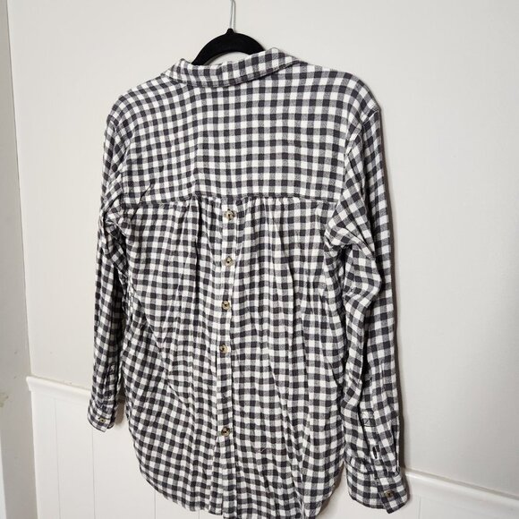 Anthropologie Black and White Checkered Button Down Shirt - Picture 6 of 6
